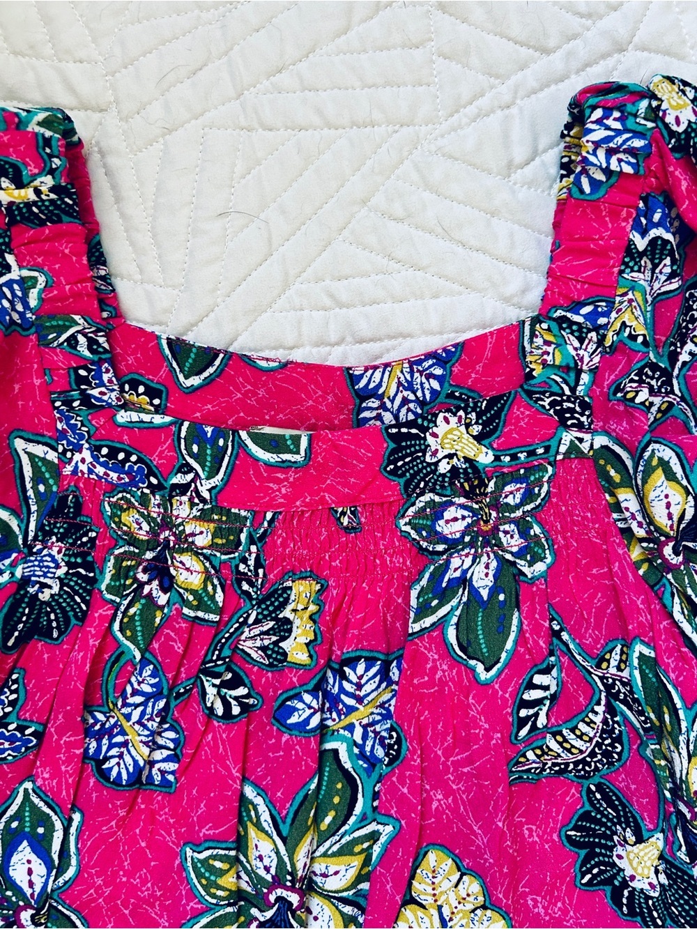 LOFT Pink Floral Hibiscus Square-Neck Puff Sleeve Top - Picture 3 of 3